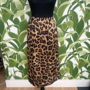 Leopard Print Silky Skirt